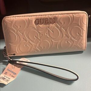GUESS Beige Embossed Wristlet Wallet